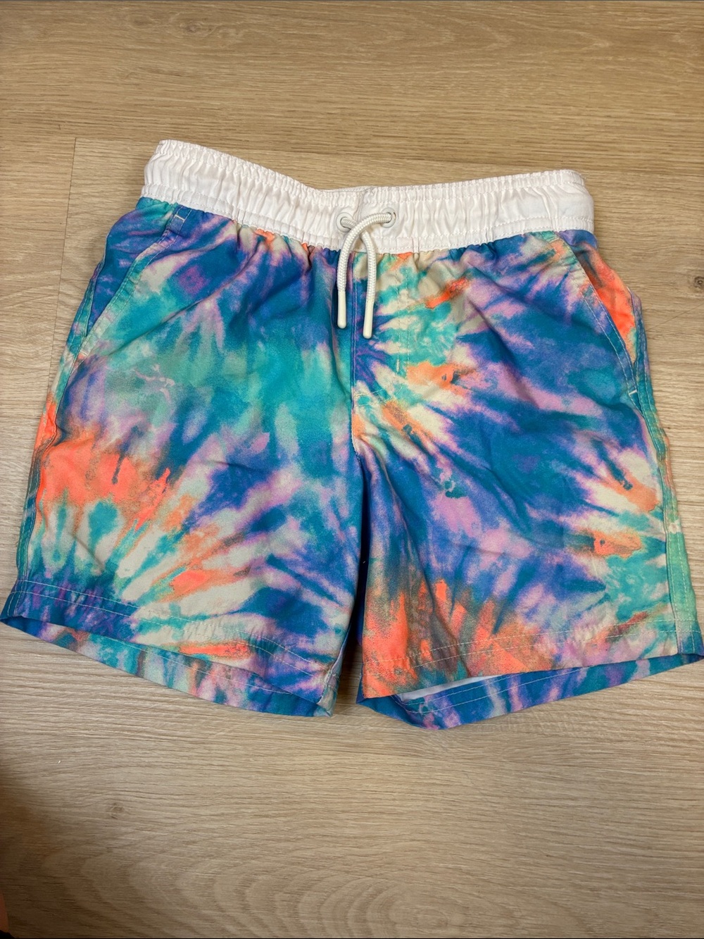 Cat & Jack Tie-Dye Swim Shorts with White Waistband